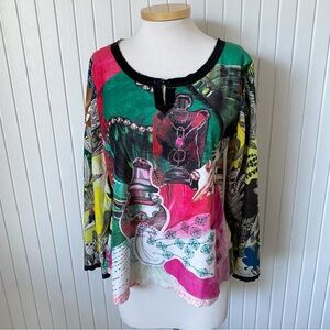 Custo Barcelona Anytime Good Top Long Sleeve Graphic Printed Shirt Size 3